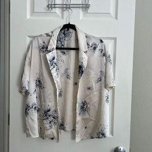 Express Floral Lightweight Button up - Cream and Black
